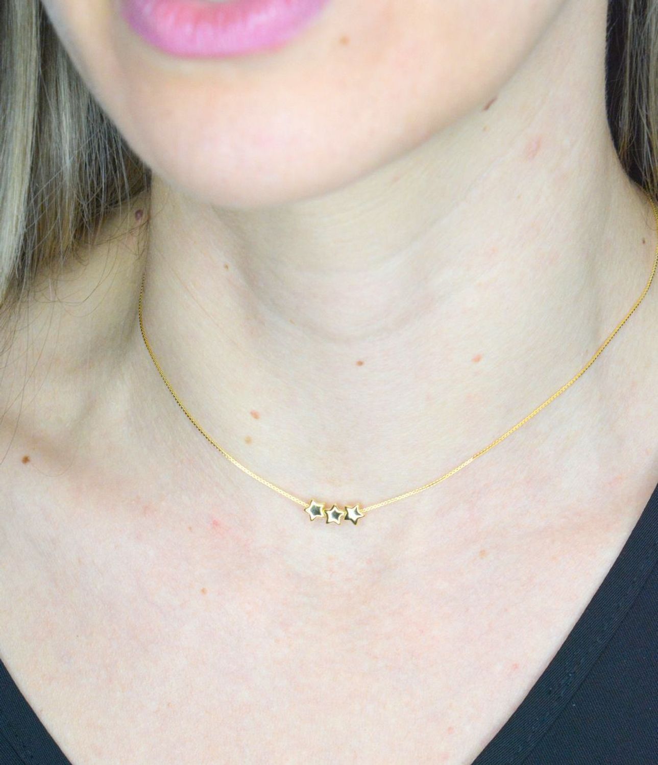 Naszyjnik damski srebrny pozłacany z trzema gwiazdkami Armonica Nomination 241305 009.png